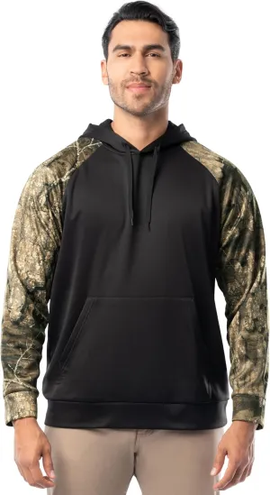 Realtree Men's Performance Raglan Colorblock Fleece Pullover Hoodie