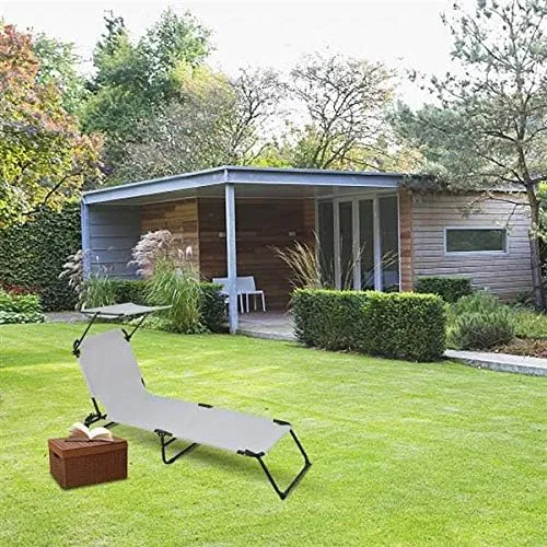 Recliners Patio Lounge Chair Chaise Bed 3 Adjustable Reclining Positions Folding Camping Beach Supports 300lbs Camping Furniture Folding Reclining Chair