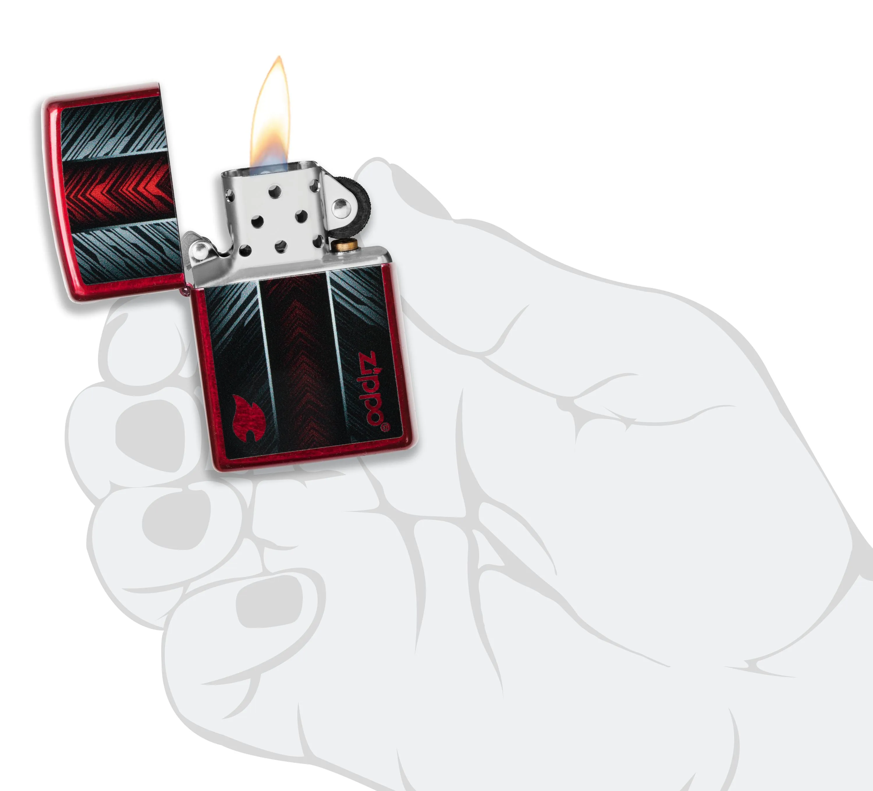 Red and Gray Zippo Design