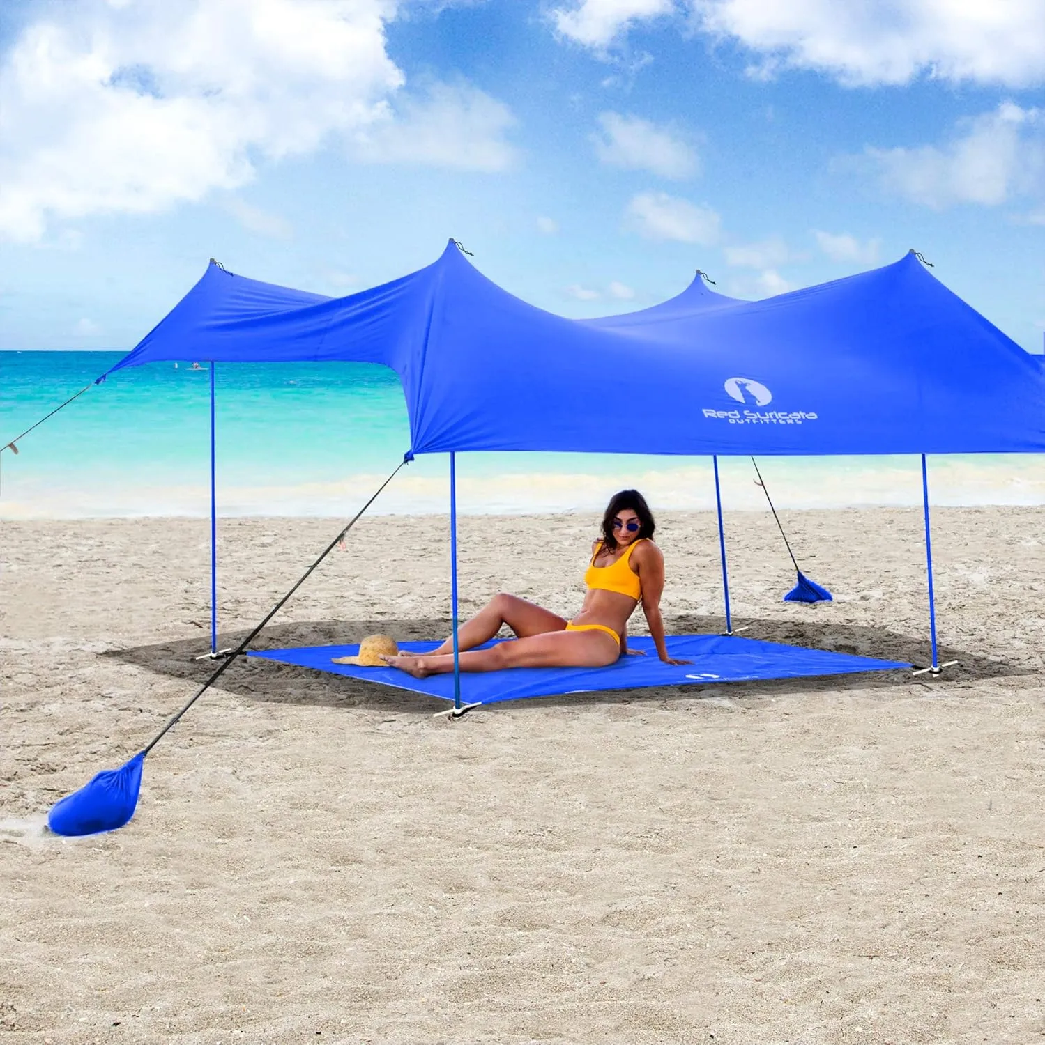 Red Suricata Sand Free Beach Mat – Large Sandproof Beach Blanket, Sandless, Waterproof – Fits and Matches Beach Canopy - Oversized Sand Proof Beach Mats for Outdoor, Picnic, Camping (Large, Blue)