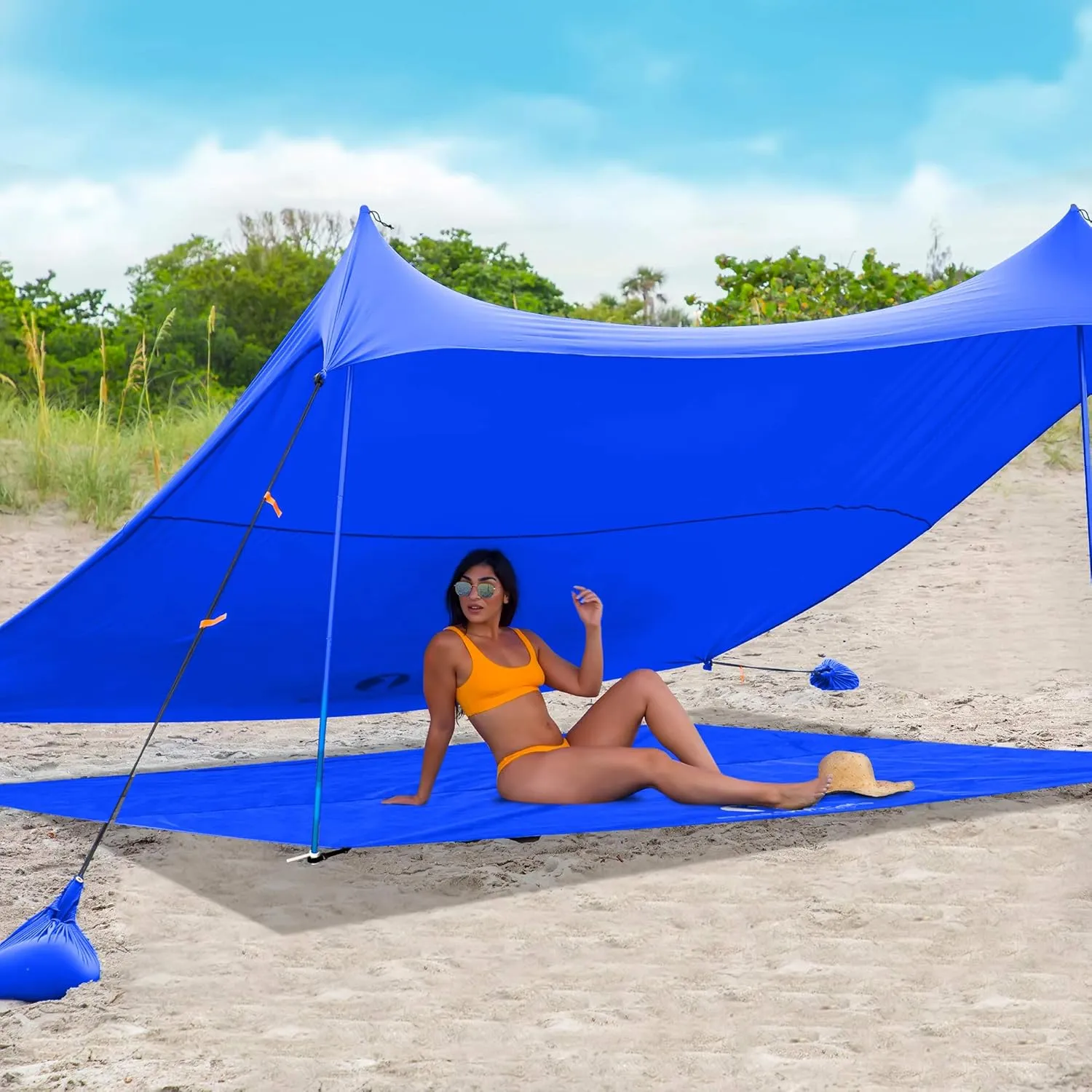 Red Suricata Sand Free Beach Mat – Large Sandproof Beach Blanket, Sandless, Waterproof – Fits and Matches Beach Canopy - Oversized Sand Proof Beach Mats for Outdoor, Picnic, Camping (Large, Blue)