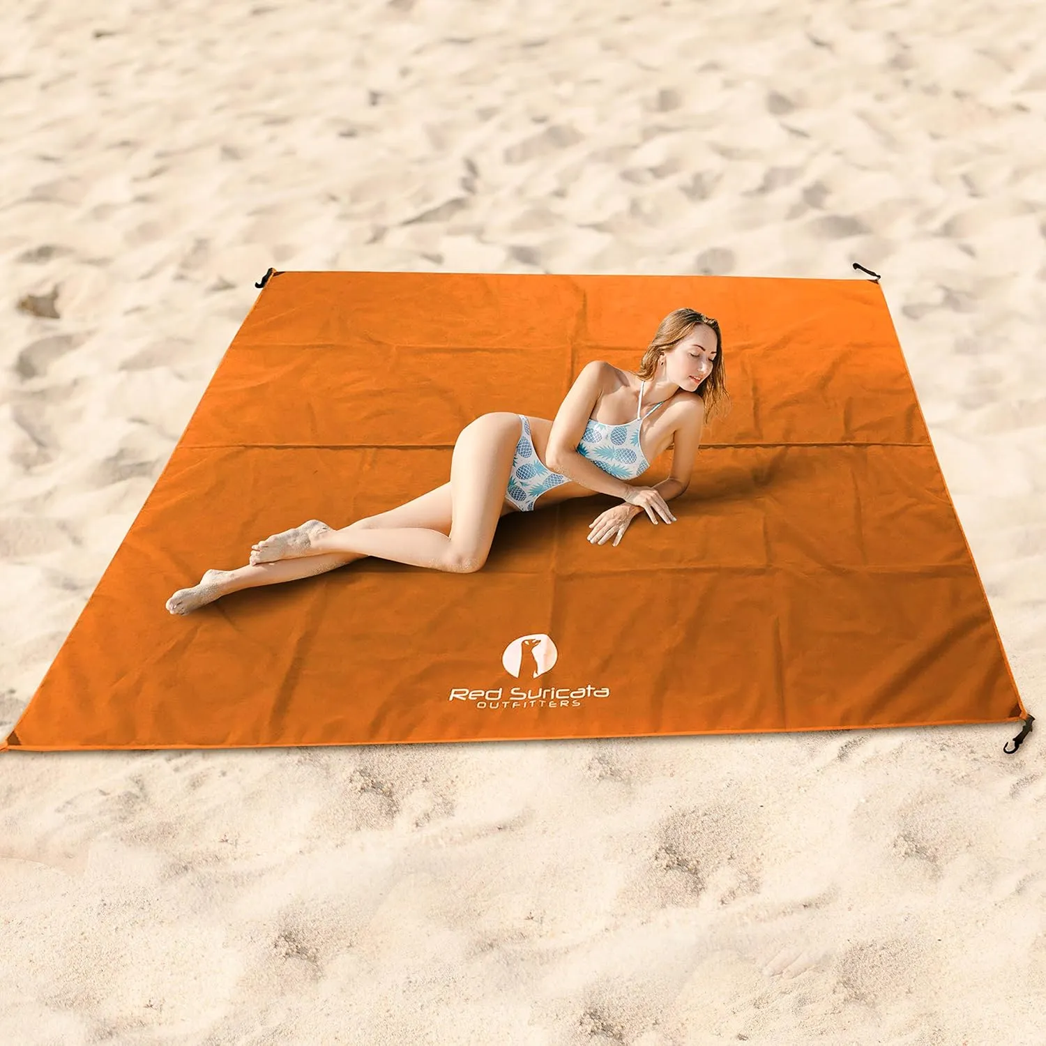 Red Suricata Sand Free Beach Mat – Large Sandproof Beach Blanket, Sandless, Waterproof – Fits and Matches Beach Canopy - Oversized Sand Proof Beach Mats for Outdoor, Picnic, Camping (Large, Orange)