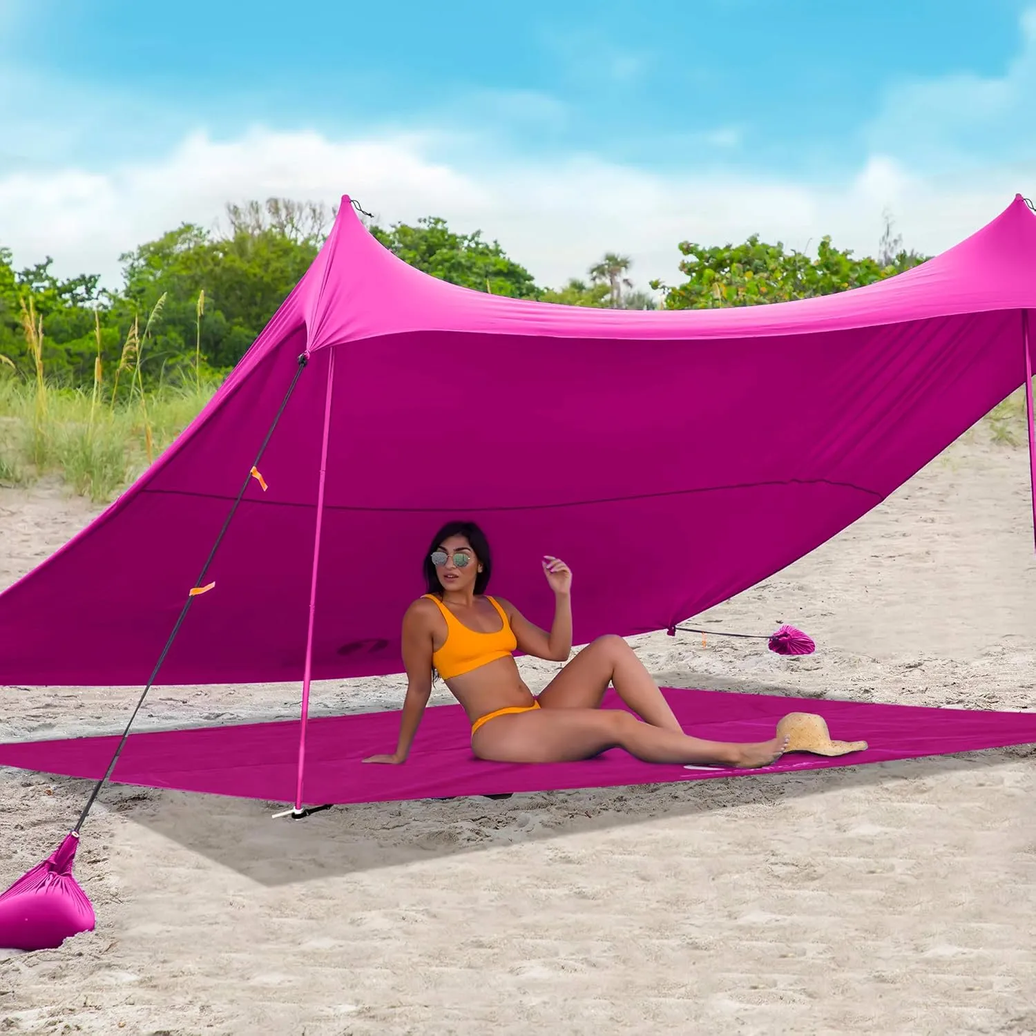 Red Suricata Sand Free Beach Mat – Large Sandproof Beach Blanket, Sandless, Waterproof – Fits and Matches Beach Canopy - Oversized Sand Proof Beach Mats for Outdoor, Picnic, Camping (Large, Pink)