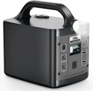 Redcar Portable Power Station 48000 mAh, 115.2 Wh Lithium Battery Solar Generator, Power with 120V AC 120W Peak Socket/DC/USB/LED Light for Emergency/Outdoor Camping/RVs/Home Use- 4.4lbs
