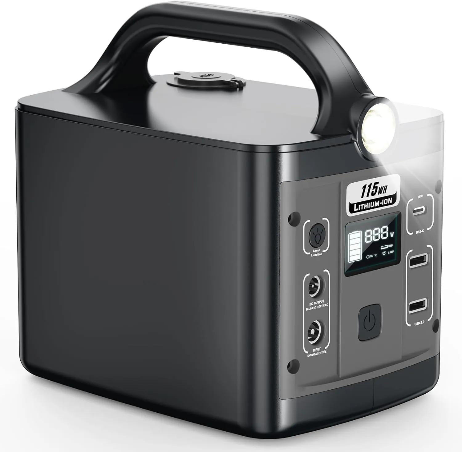 Redcar Portable Power Station 48000 mAh, 115.2 Wh Lithium Battery Solar Generator, Power with 120V AC 120W Peak Socket/DC/USB/LED Light for Emergency/Outdoor Camping/RVs/Home Use- 4.4lbs
