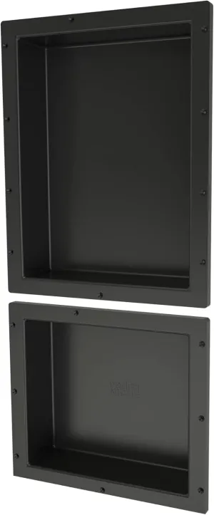 Redi Niche Double Niche Recessed Shower Shelf- Black, Two Inner Shelves, 16-Inch Width x 34-Inch Height x 4-Inch Depth