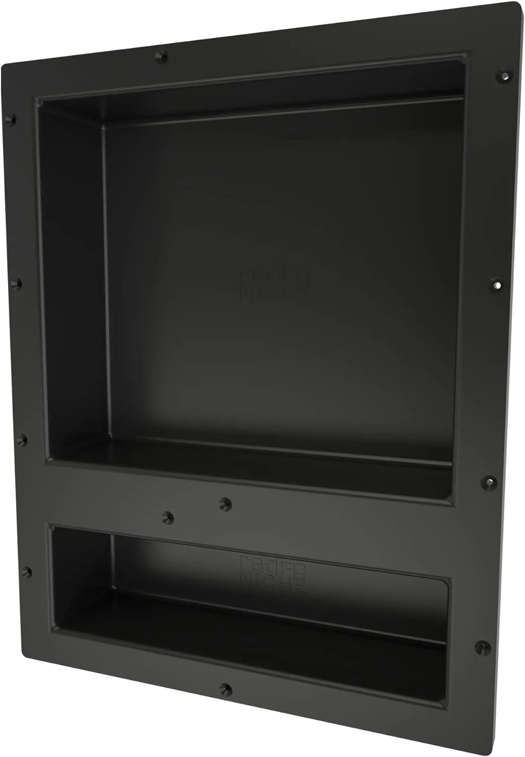 Redi Niche Double Recessed Shower Shelf – Black, Two Inner Shelves with Divider, 16-Inch Width x 20-Inch Height x 4-Inch Depth