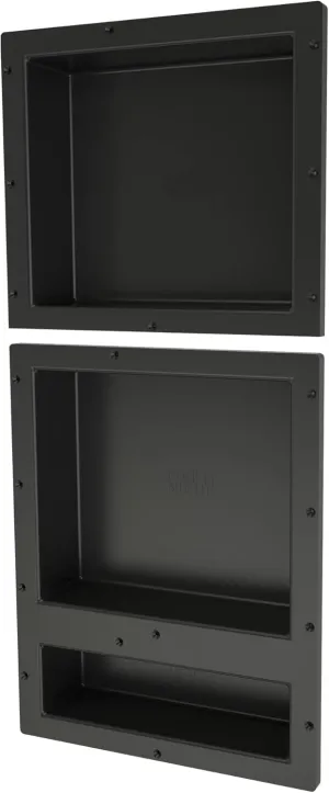 Redi Niche Triple Niche Recessed Shower Shelf- Black, Three Inner Shelves, 16-Inch Width x 34-Inch Height x 4-Inch Depth