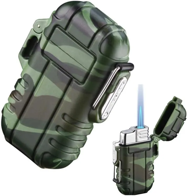 Refillable Butane Torch Lighter with Textured Rubber Casing - Double Burner & Waterproof - The Vintage Lighter