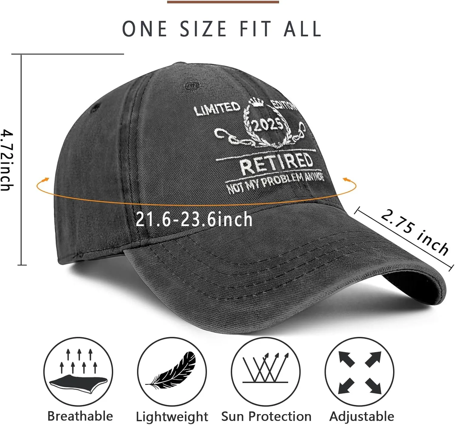 Retirement Gifts for Men Women 2025 Funny Retired Hat Retirement Party Decoration 100% Cotton Baseball Cap