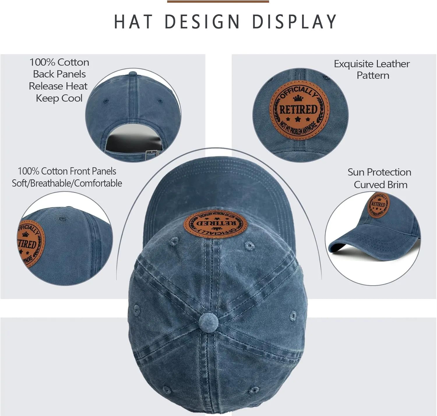 Retirement Gifts for Men Women 2025 Funny Retired Hat Retirement Party Decoration 100% Cotton Baseball Cap