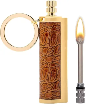Reusable Match Kerosene Lighter, Waterproof Keychain Vintage Lighter Forever Match Metal(Red)
