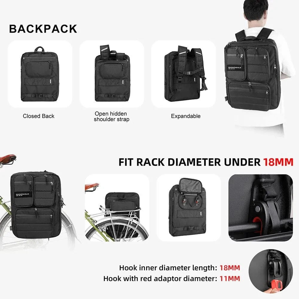 RHINOWALK - Multifunctional Pannier Bag & Backpack (25L)