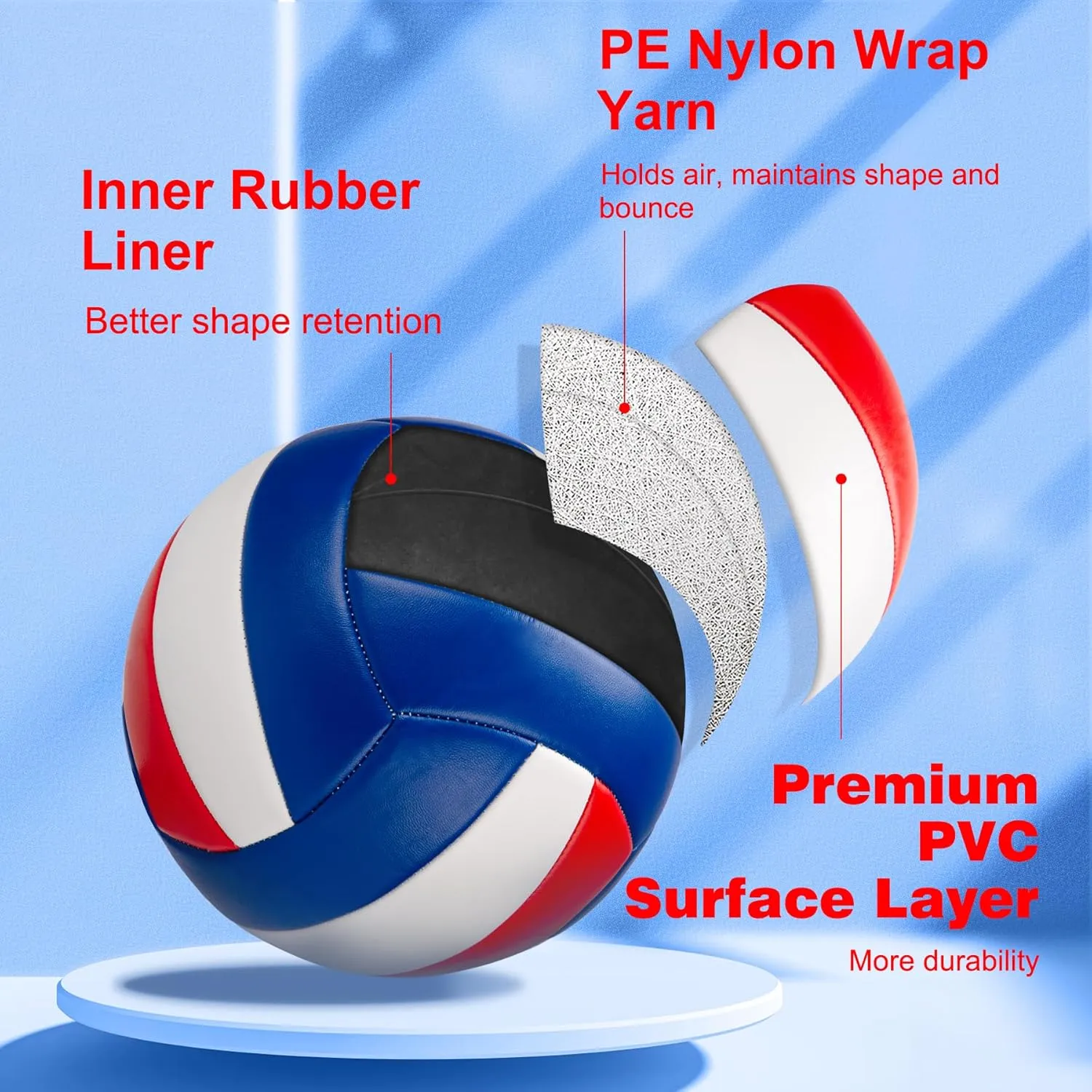 Richball Official Size 5 Volleyball, Waterproof Sports Training Play Volley Ball for Kids Teens Youth and Adults, Indoor Outdoor Beach Pool Gym Game Gift with Pump