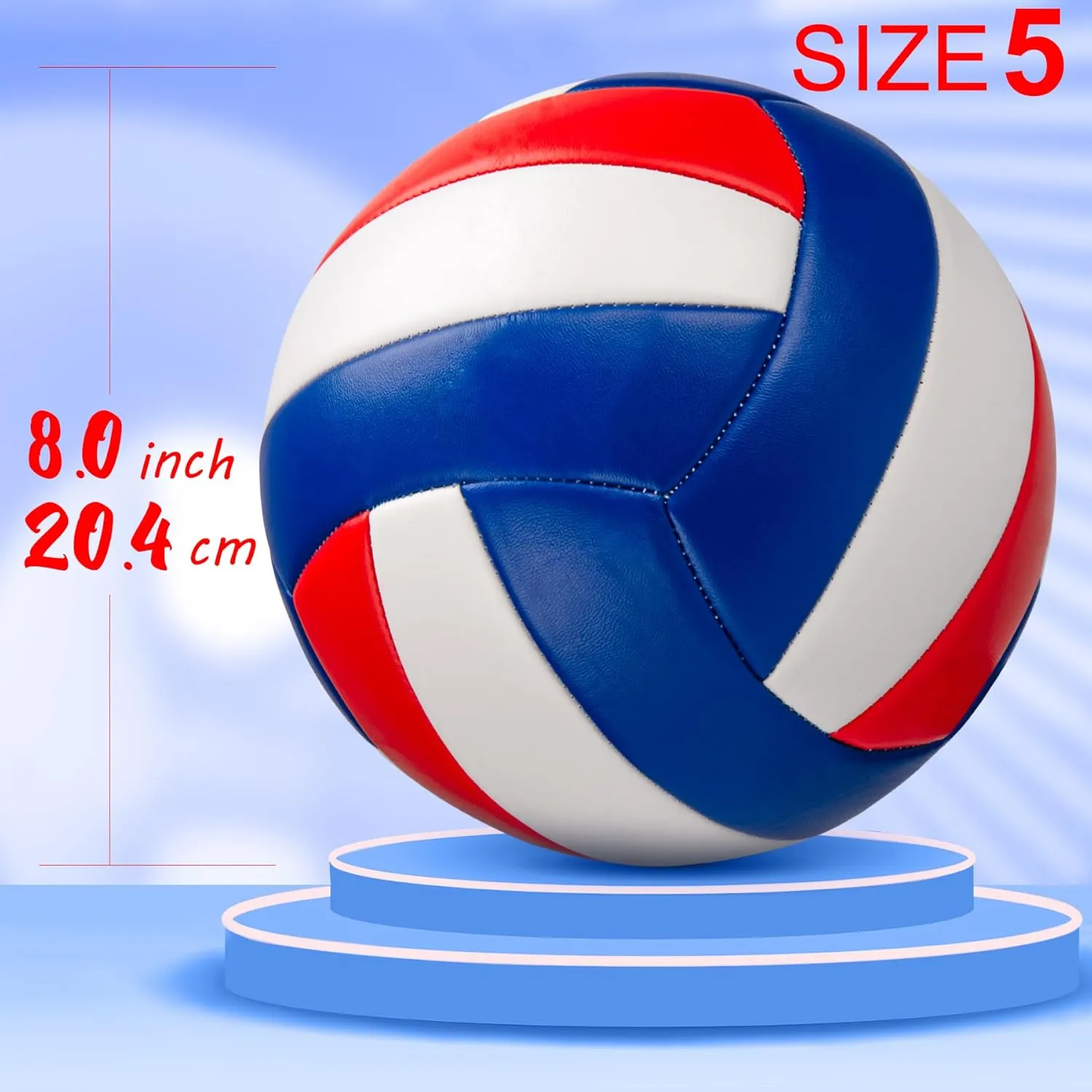 Richball Official Size 5 Volleyball, Waterproof Sports Training Play Volley Ball for Kids Teens Youth and Adults, Indoor Outdoor Beach Pool Gym Game Gift with Pump