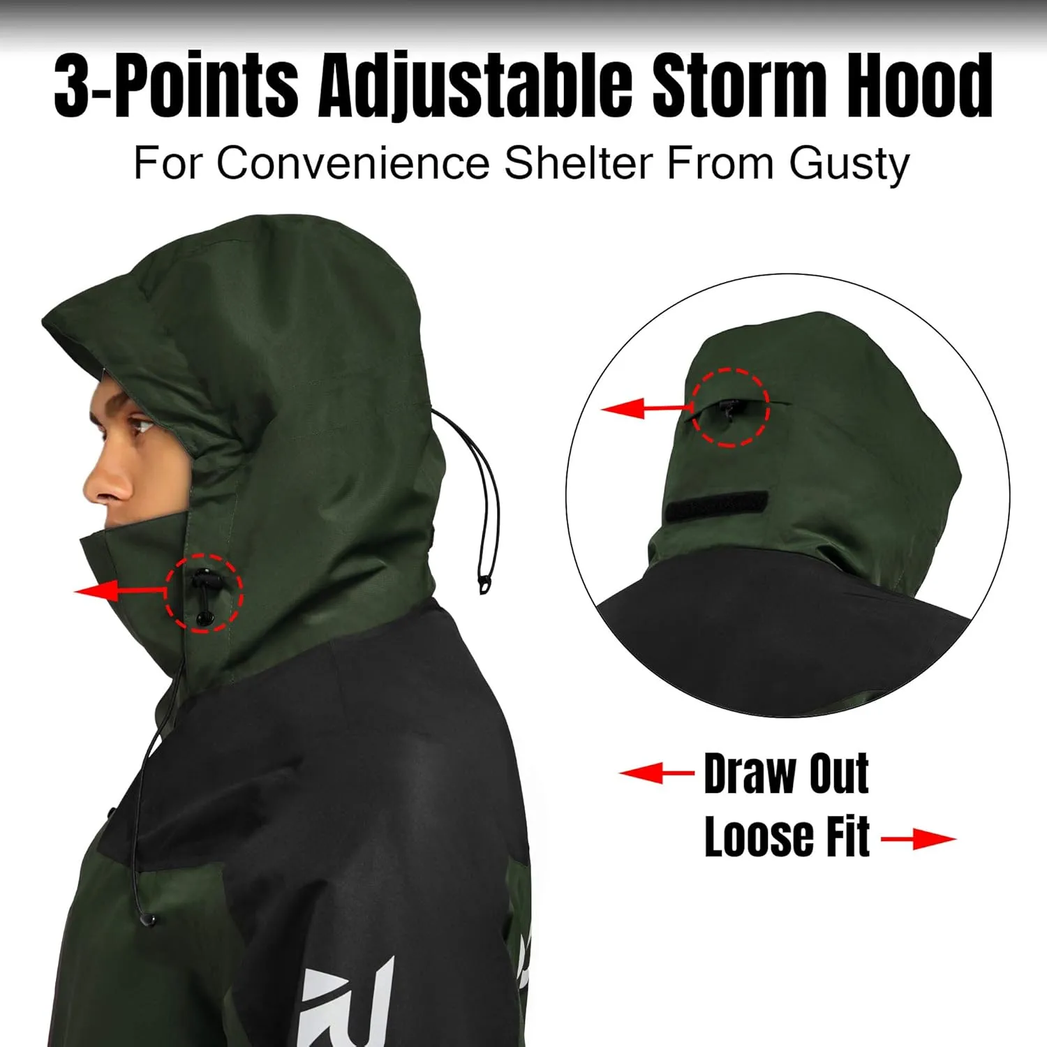 Rodeel Mens Lightweight Windbreaker Fishing Jacket Water Resistant Raincoat with Hood for Outdoor