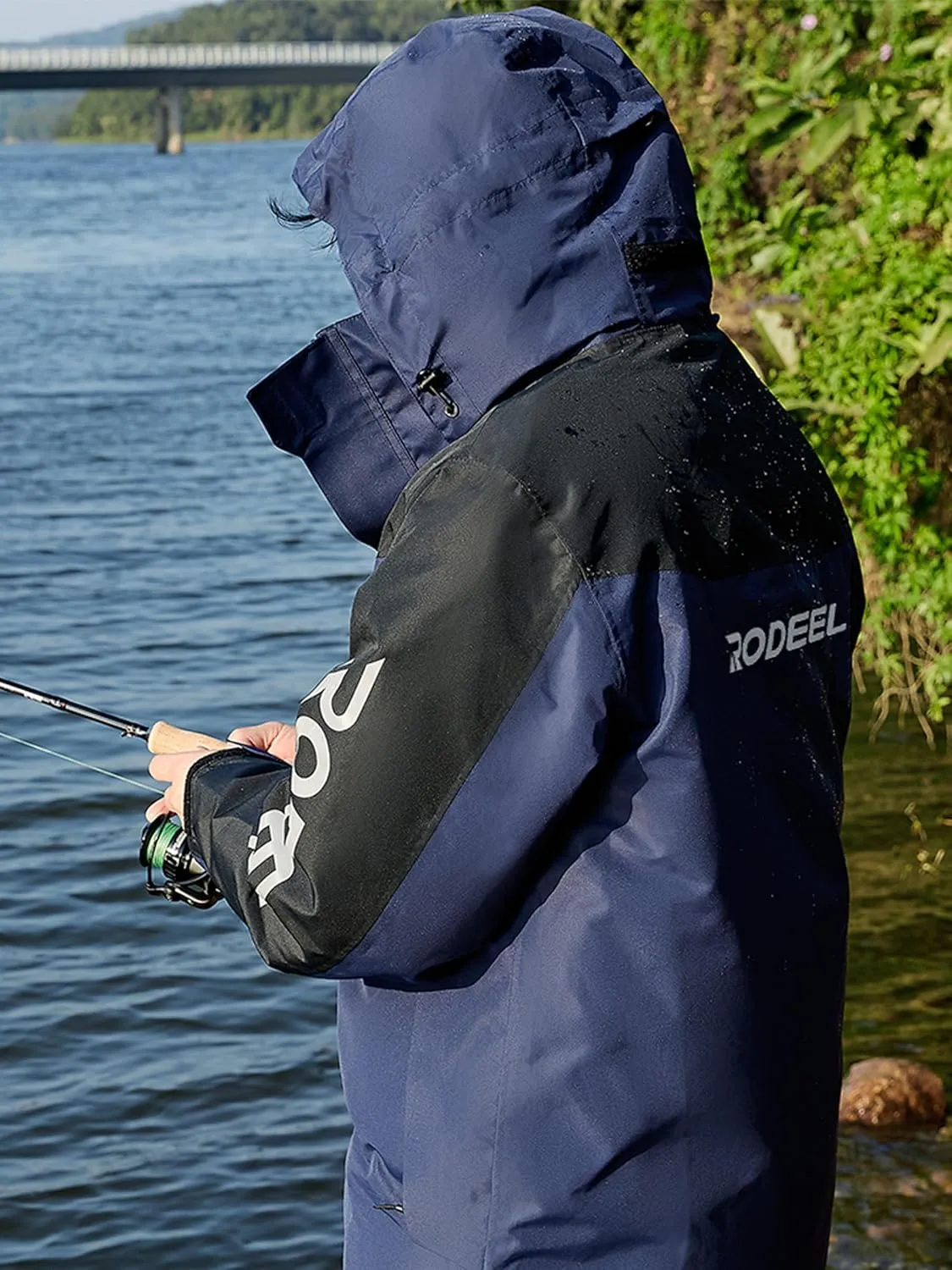 Rodeel Mens Lightweight Windbreaker Fishing Jacket Water Resistant Raincoat with Hood for Outdoor