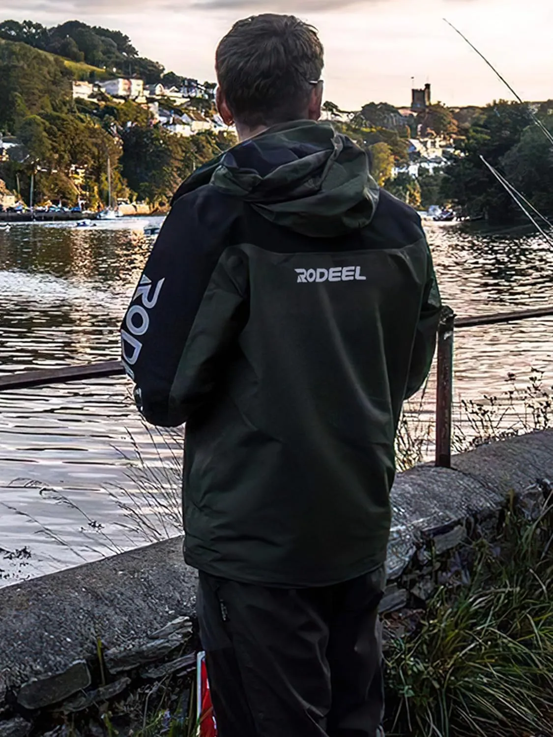 Rodeel Mens Lightweight Windbreaker Fishing Jacket Water Resistant Raincoat with Hood for Outdoor