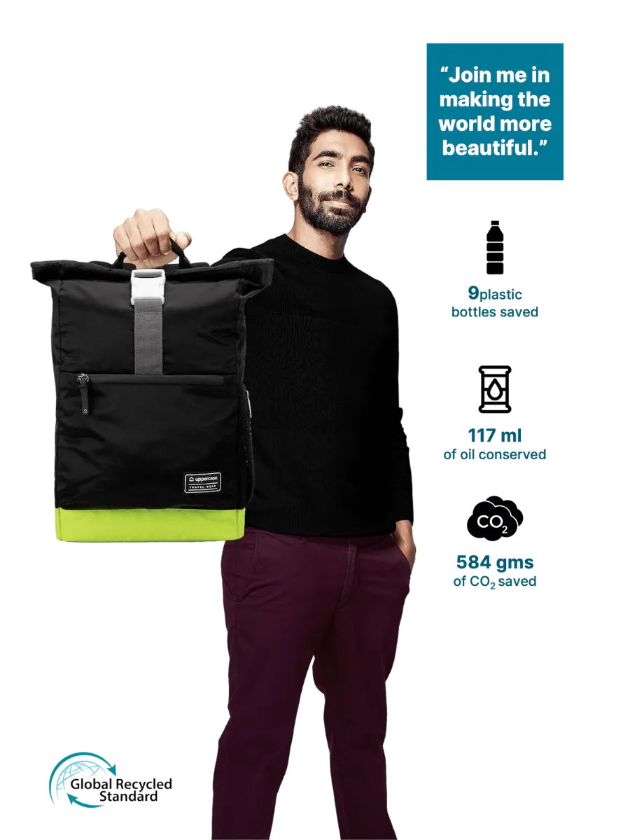 Roll Top Black Backpack