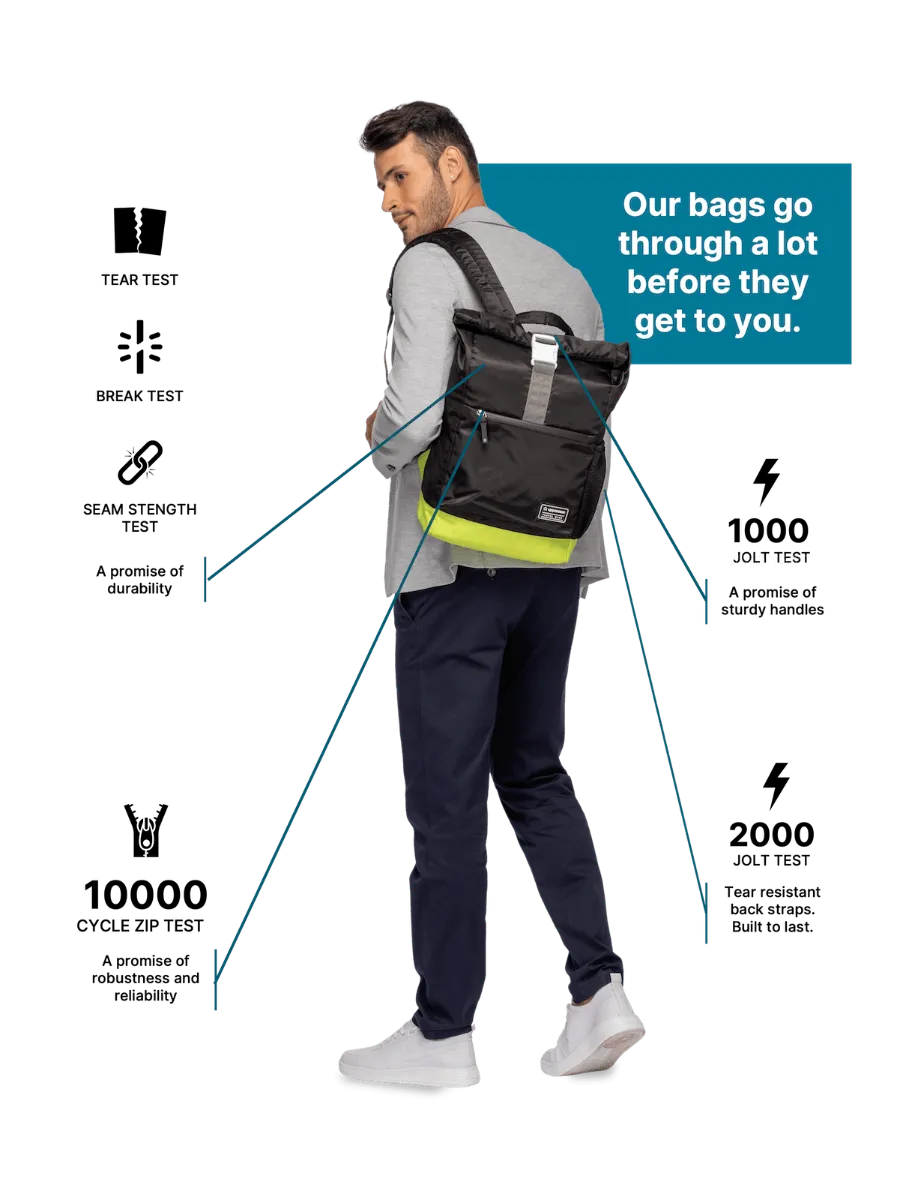 Roll Top Black Backpack