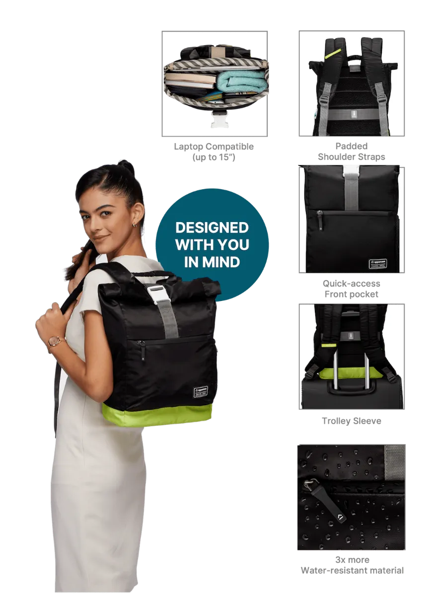Roll Top Black Backpack