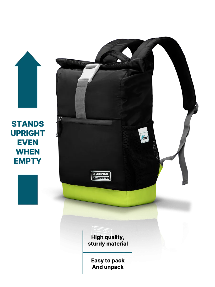 Roll Top Black Backpack