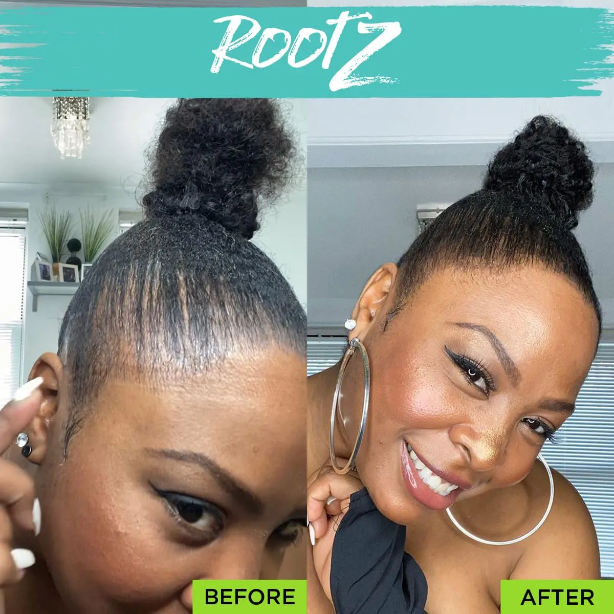 Rootz Black Grey Root Touch Up Temporary Concealing Powder with Unique Dual Action Brush - Instantly Cover Grey Roots, Shape & Thicken Eyebrows - Smudge Proof, Waterproof & Wax Free
