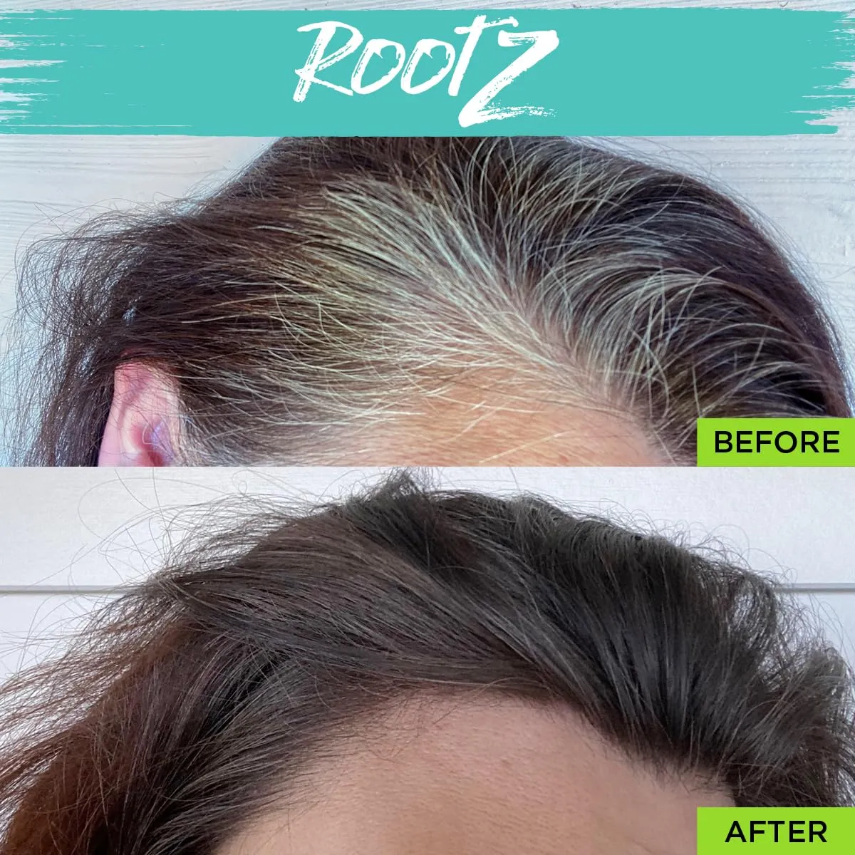 Rootz Black Grey Root Touch Up Temporary Concealing Powder with Unique Dual Action Brush - Instantly Cover Grey Roots, Shape & Thicken Eyebrows - Smudge Proof, Waterproof & Wax Free