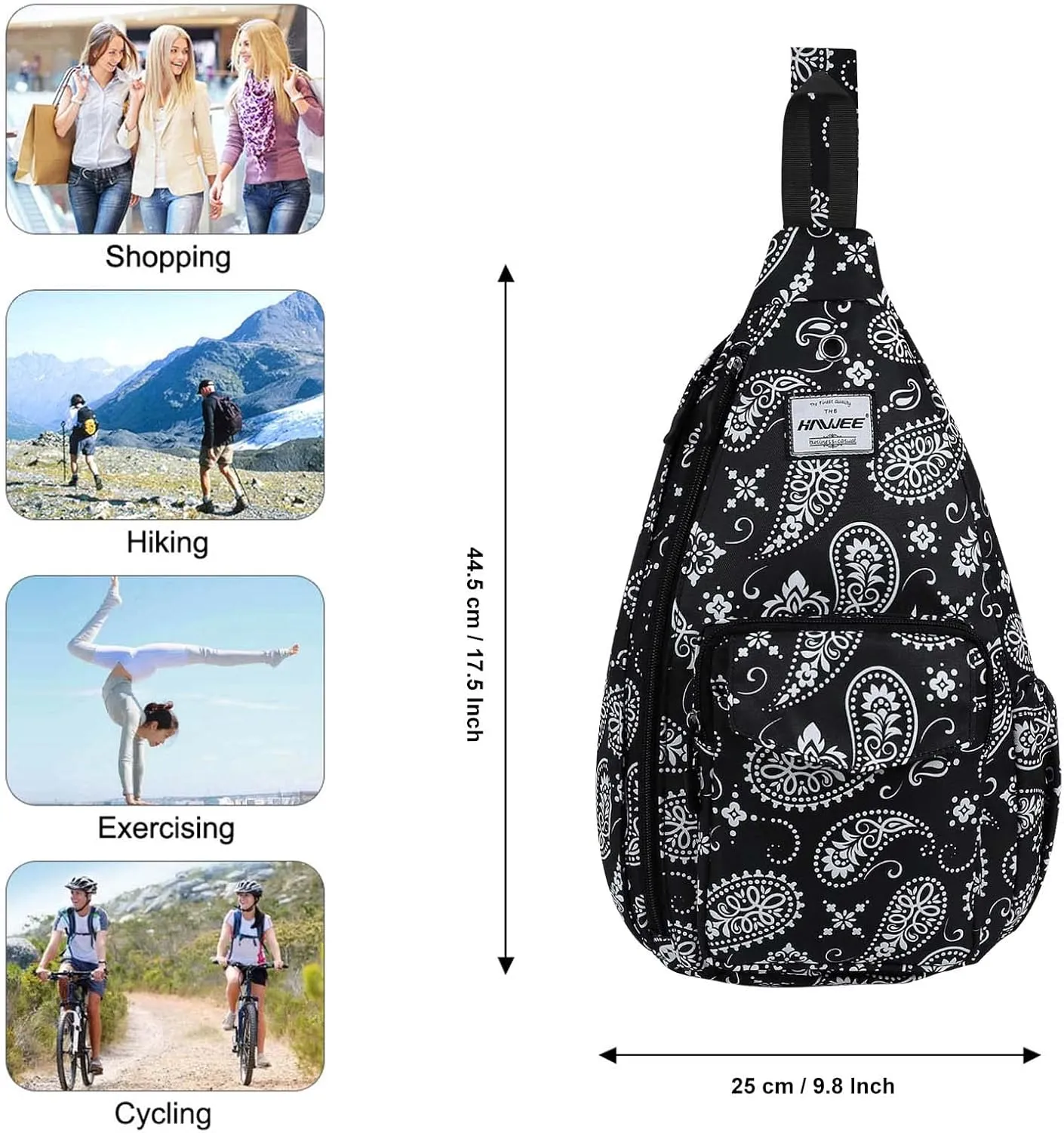 Rope Sling Bag for Women Men Casual Cross Body Daypack Backpack Adjustable Strap Water Repellent for Travel/Sport