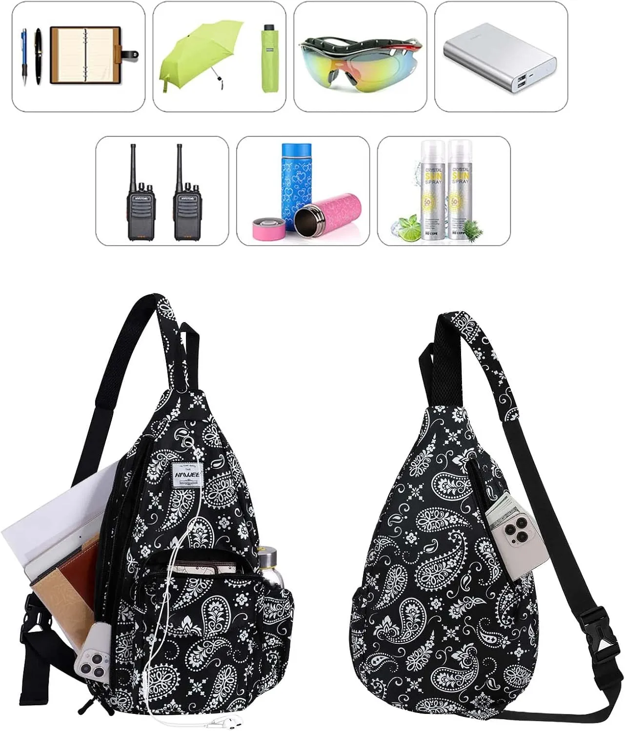 Rope Sling Bag for Women Men Casual Cross Body Daypack Backpack Adjustable Strap Water Repellent for Travel/Sport