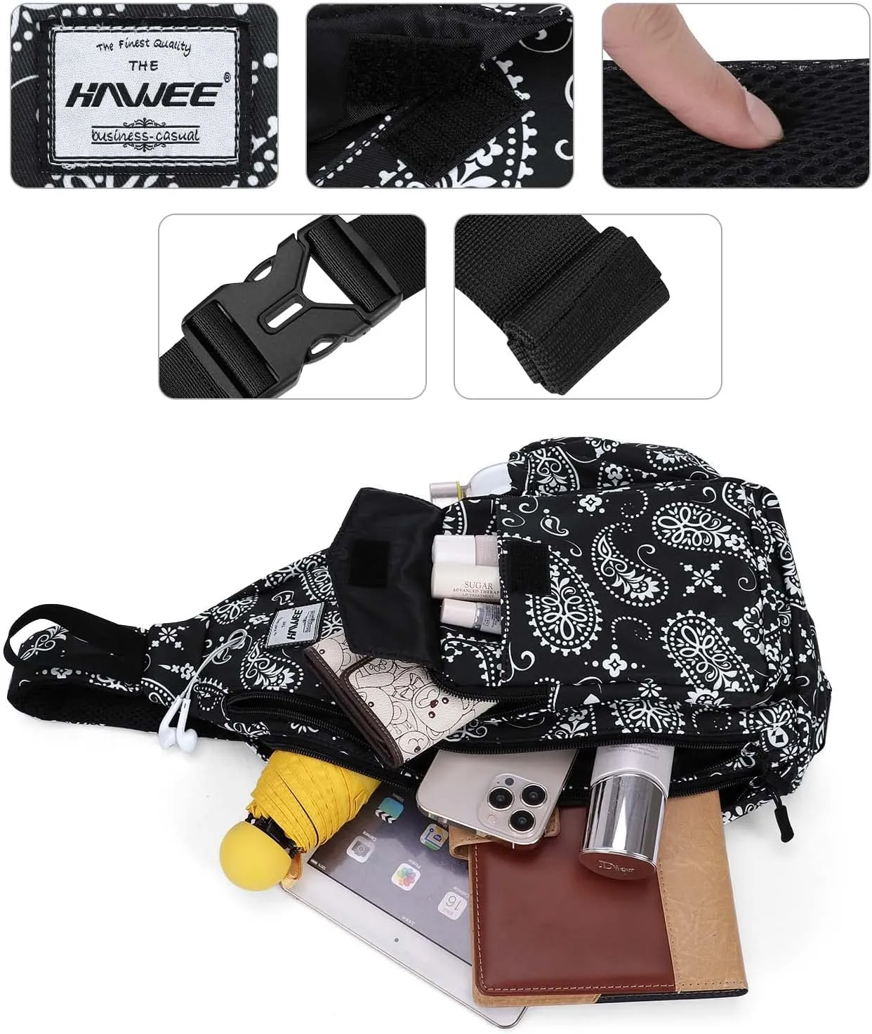 Rope Sling Bag for Women Men Casual Cross Body Daypack Backpack Adjustable Strap Water Repellent for Travel/Sport