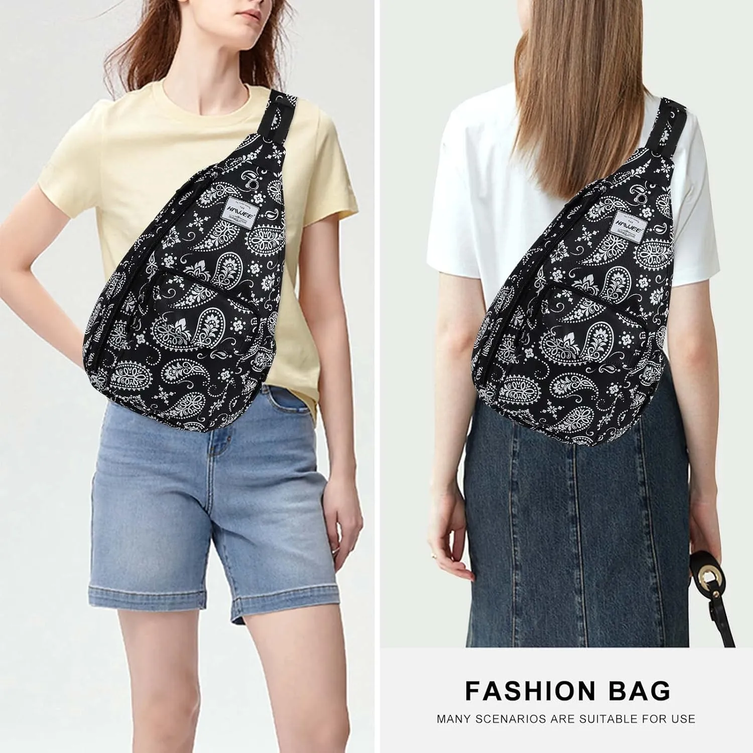 Rope Sling Bag for Women Men Casual Cross Body Daypack Backpack Adjustable Strap Water Repellent for Travel/Sport