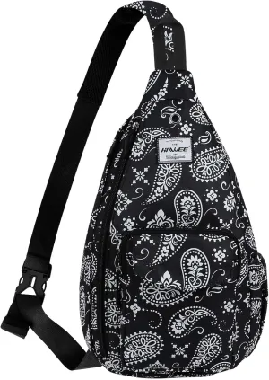 Rope Sling Bag for Women Men Casual Cross Body Daypack Backpack Adjustable Strap Water Repellent for Travel/Sport