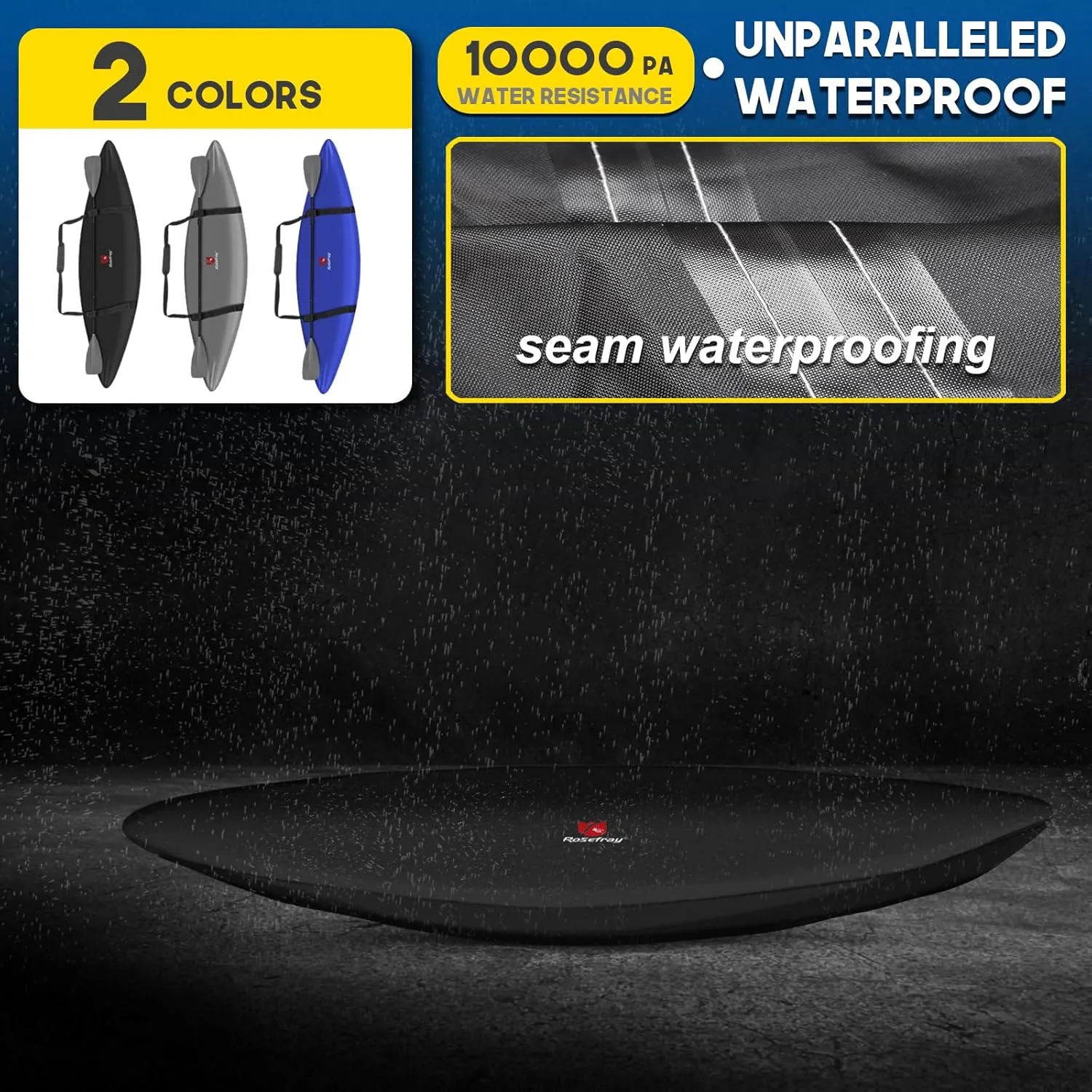 Rosefray 9.3-15 FT Kayak Cover, High-performance Marine kayak covers, Comfortable ShoulderStrap, Waterproof UV Resistant, Fade-Resistant Dustproof Fishing Boat Cover for Outdoor Storage
