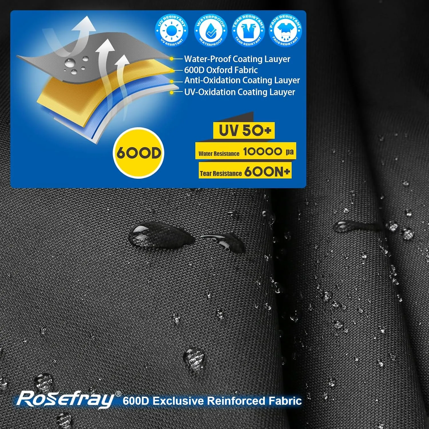 Rosefray Motorcycle Cover with Side Top Box Heavy Duty 600D Waterproof for Touring Models Harley Davidson Ultra Limited,Road Glide Limited, Gold Wing,Road Master,Indoor & Outdoor Storage Red