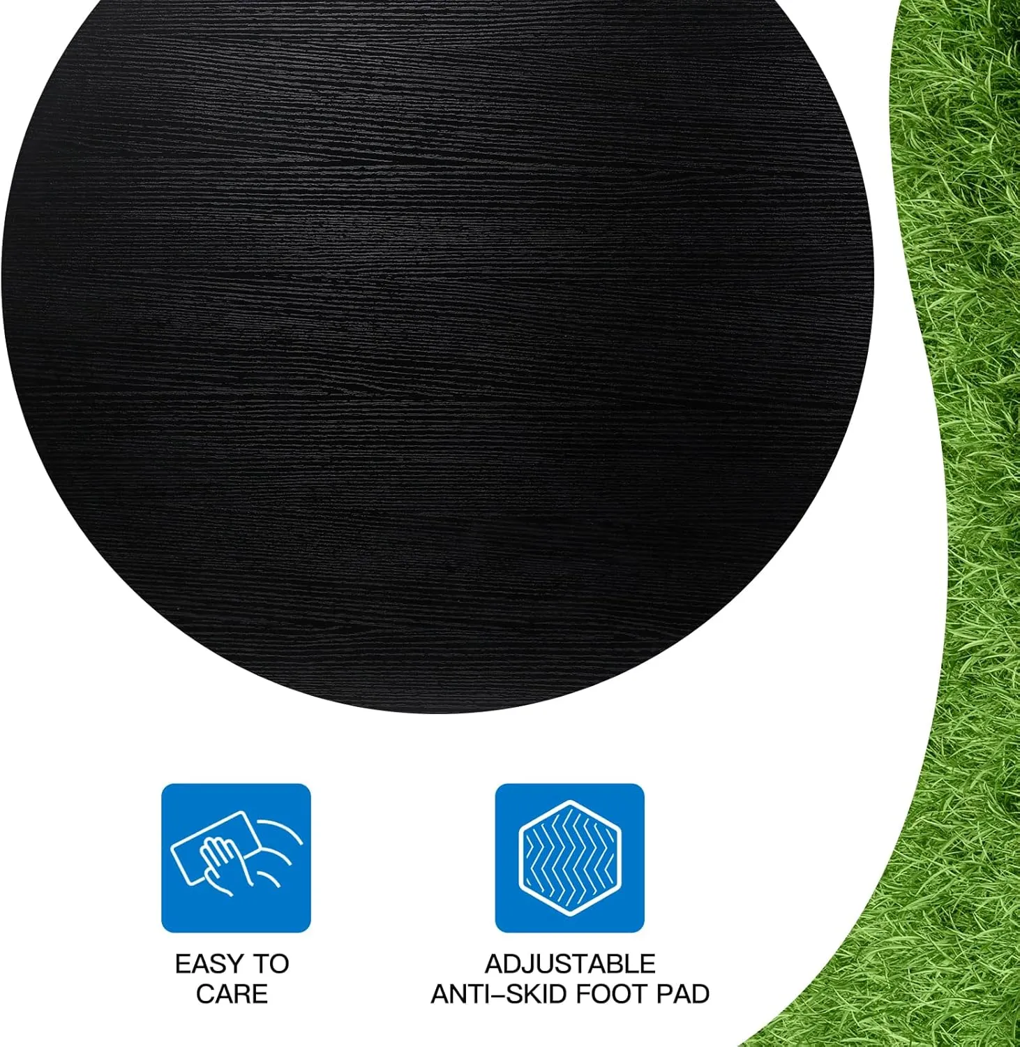Round Coffee Table, 31.5" Circle Coffee Table，Modern Round Coffee Tables Living Room, Coffee Table Round for Indoor & Outdoor Use, Office, Patio or Garden, Large Black (31.5" D x 17.7" H)