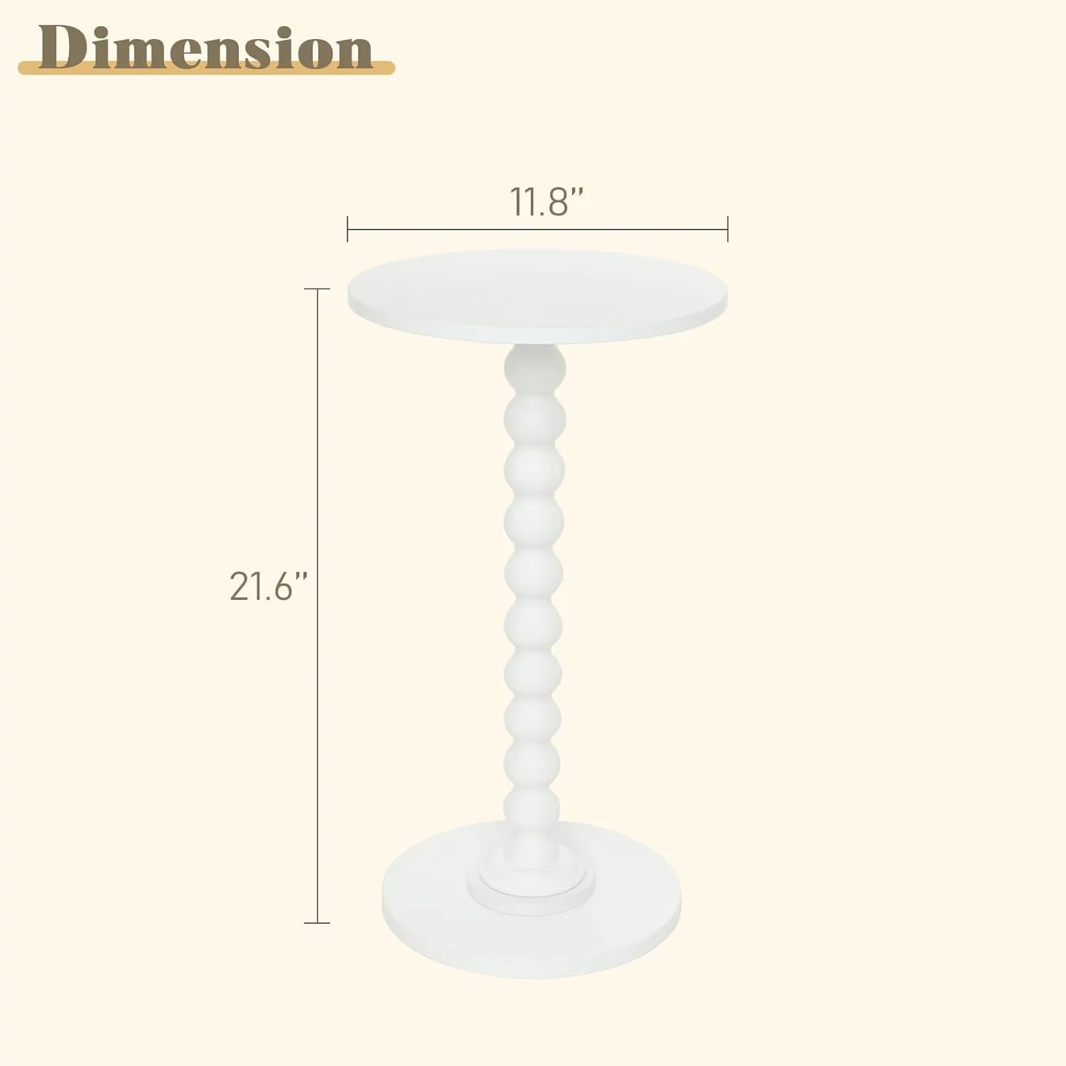 Round Side Table, Small Drink Table for Small Spaces, Modern Accent End Table Nightstand with Solid Wood Leg for Living Room, Bedroom, Corners, and Office (White)
