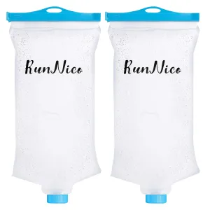 RunNico 2L/68oz Flow Water Filters Bag, Wide Mouth Water Storage Bag Compatible with 28mm Filter, Outdoor Foldable Water Filtration Reservoir for Expedition Camping Cycling Hiking Running (2 Pcs)