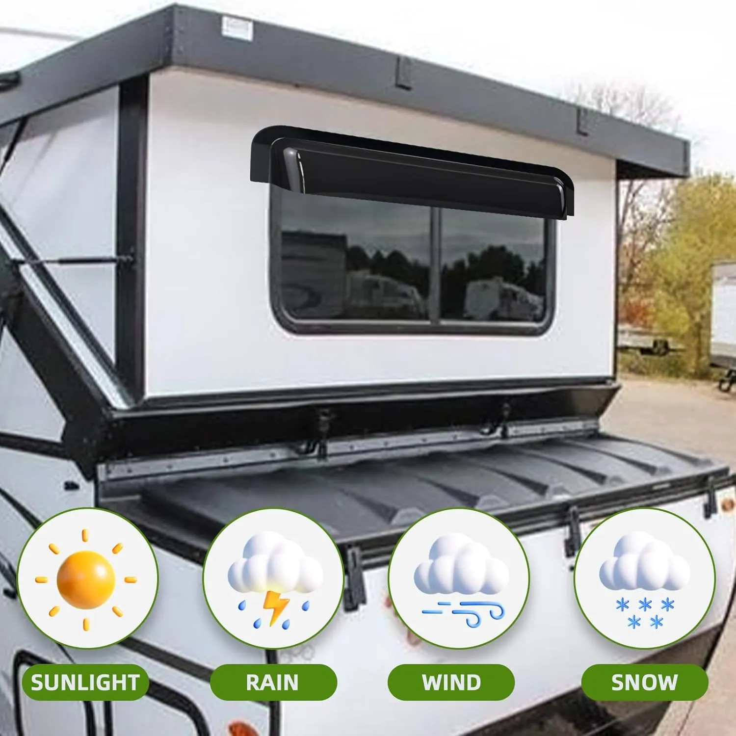 RV Window Rain Deflector & Sun Blade, RV Window Blade Rain Guard Sunroof Deflector Fits 24 inch Wide RV Sliding&Vertical Windows,Deflects Rain and Sun Protection for Camper Van Windows