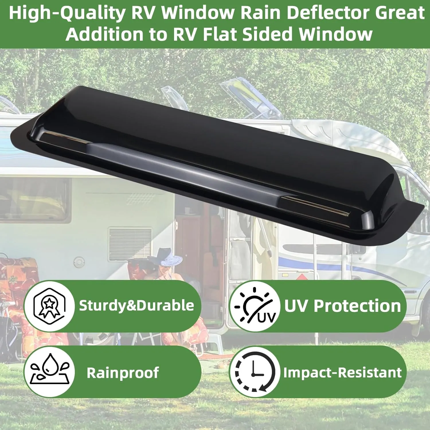 RV Window Rain Deflector & Sun Blade, RV Window Blade Rain Guard Sunroof Deflector Fits 24 inch Wide RV Sliding&Vertical Windows,Deflects Rain and Sun Protection for Camper Van Windows