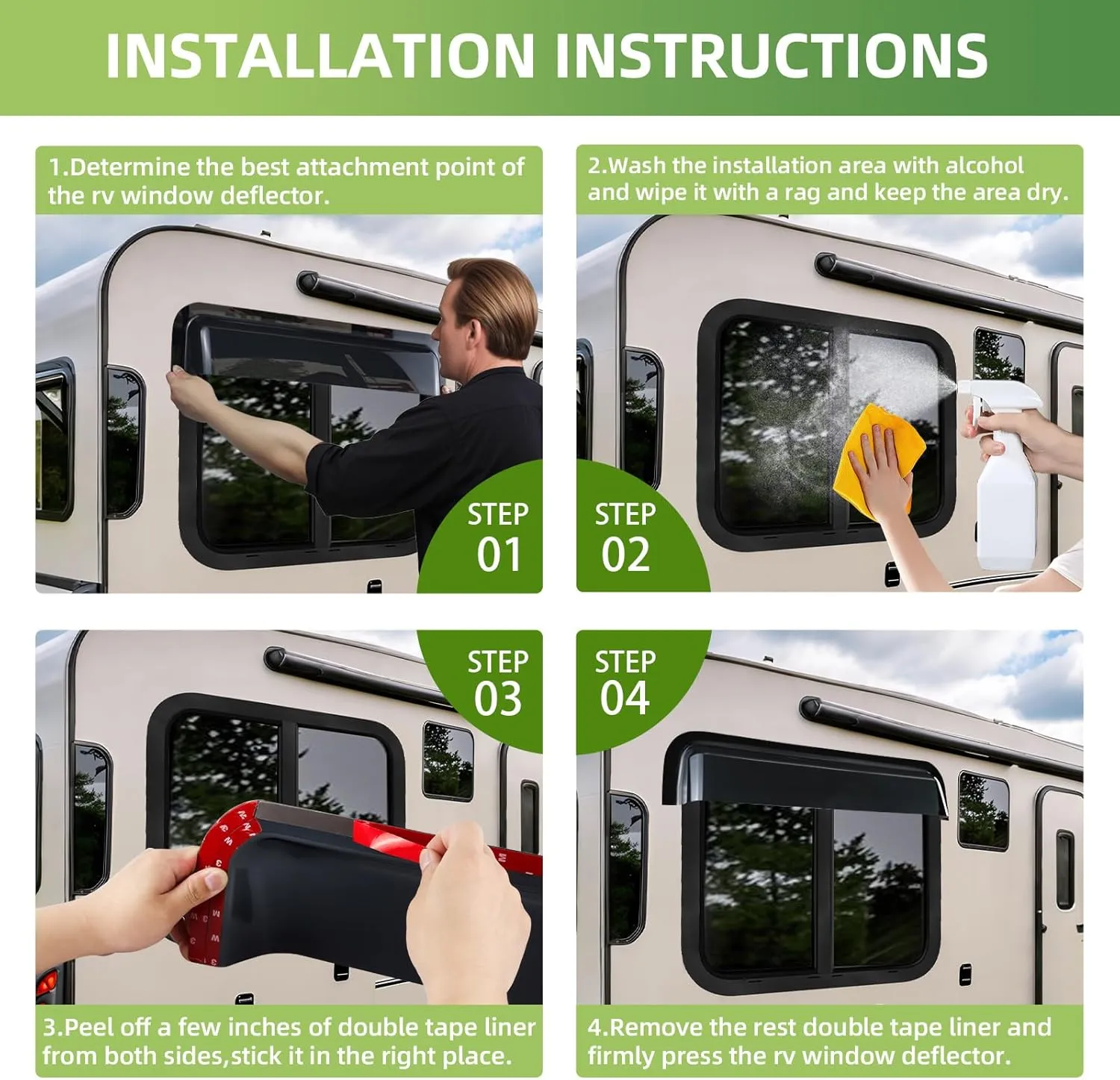 RV Window Rain Deflector & Sun Blade, RV Window Blade Rain Guard Sunroof Deflector Fits 24 inch Wide RV Sliding&Vertical Windows,Deflects Rain and Sun Protection for Camper Van Windows