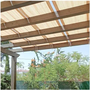 Rygcrud Awnings Sail, Sun Shade Sail - Strip Fabric Permeable, Pergola Shade Cover Replacement Canopy with Grommets UV Block for Garden Deck Porch Yard (Color : Beige, Size : 0.5x7m(19.7" x23'))