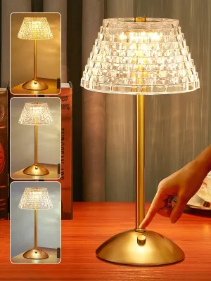 Rynx | Crystal lamp for bedroom, 500 Lm small lamps for small rooms, 3 colors dimmable touch lamps for bedroom, Touch lamp small lamp, Sm