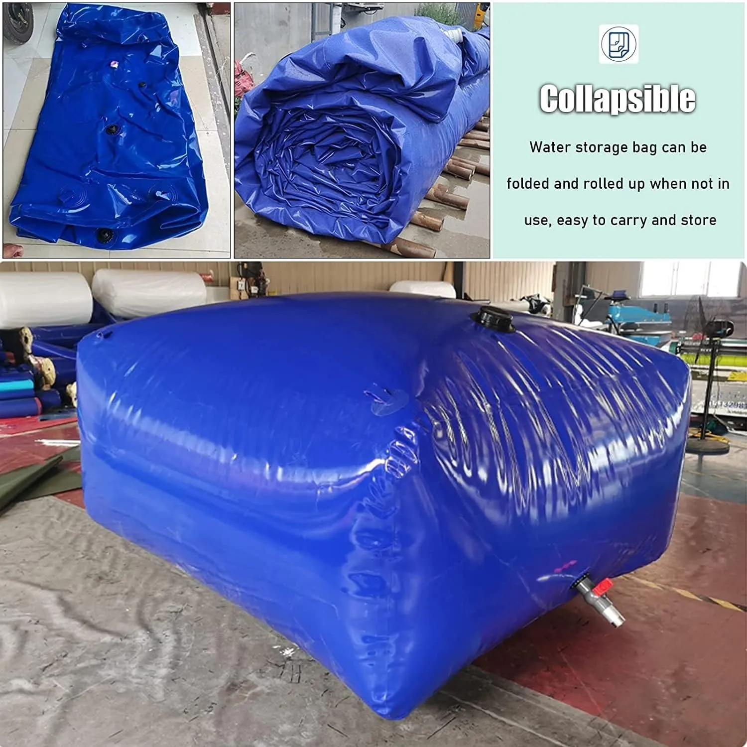 SAFWEL Emergency Water Bladder Tanks Tear-Resistant Water Bag with Faucet, Water Resources Emergency Water Tank for Building Camping, Water Storage Bladder Tank Bag (Size : 4.5x1x1m/4500L/1188Gallon
