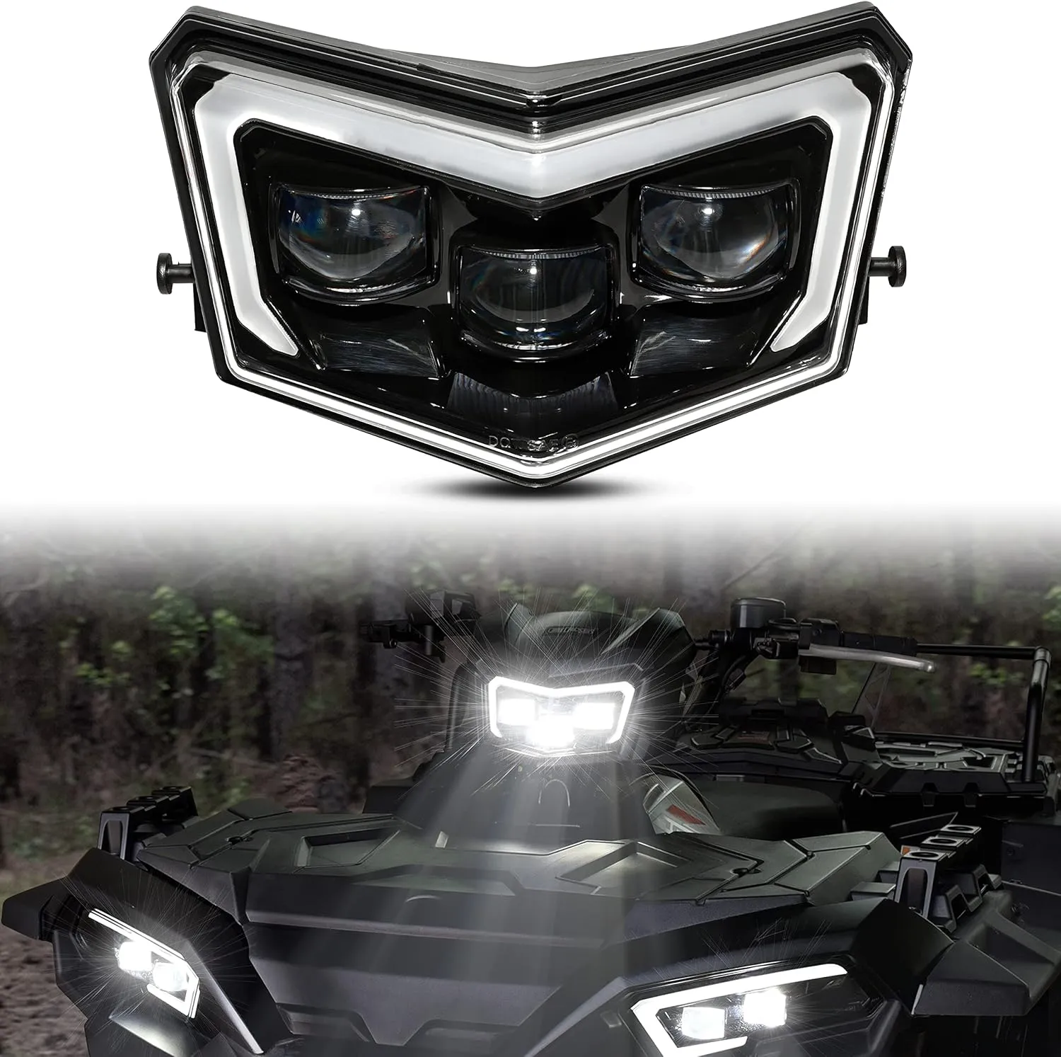 SAUTVS LED Head Light Assembly for Polaris Sportsman 2017-2025, LED Headlight Pod Light Front Lamp with High Beam DRL Halo Rings for Polaris Sportsman XP 1000 850 570 450 2017-2025 Accessories (1PCS)