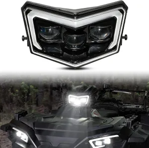 SAUTVS LED Head Light Assembly for Polaris Sportsman 2017-2025, LED Headlight Pod Light Front Lamp with High Beam DRL Halo Rings for Polaris Sportsman XP 1000 850 570 450 2017-2025 Accessories (1PCS)