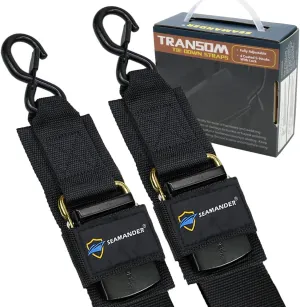 Seamander Boat Tie Down Straps to Trailer- Marine Grade Adjustable Boat Trailer Straps for Boat, Jet Ski, & More(Safety Clips 2inch*48inch)