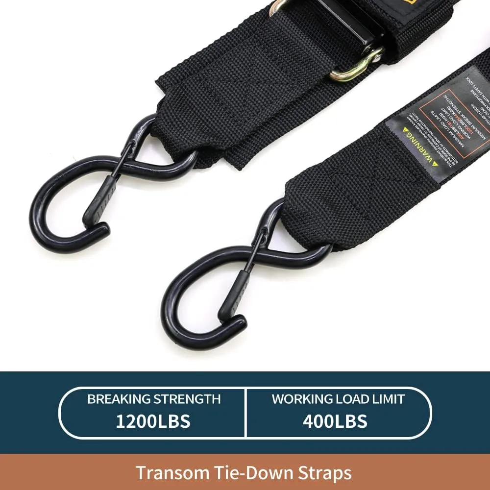Seamander Boat Tie Down Straps to Trailer- Marine Grade Adjustable Boat Trailer Straps for Boat, Jet Ski, & More(Safety Clips 2inch*48inch)
