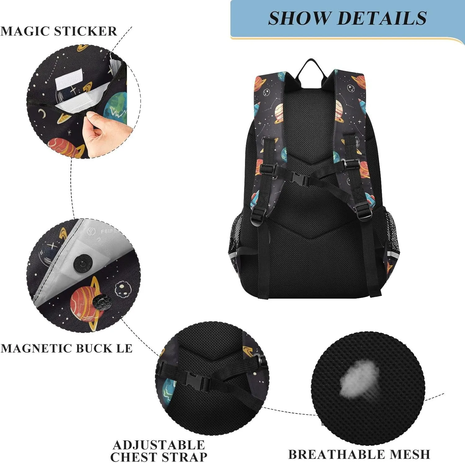 senya School Backpack Kids College Rucksack Travel Bookbag Fashion Back Pack Girls Boys Rockets Planets Solar Galaxies