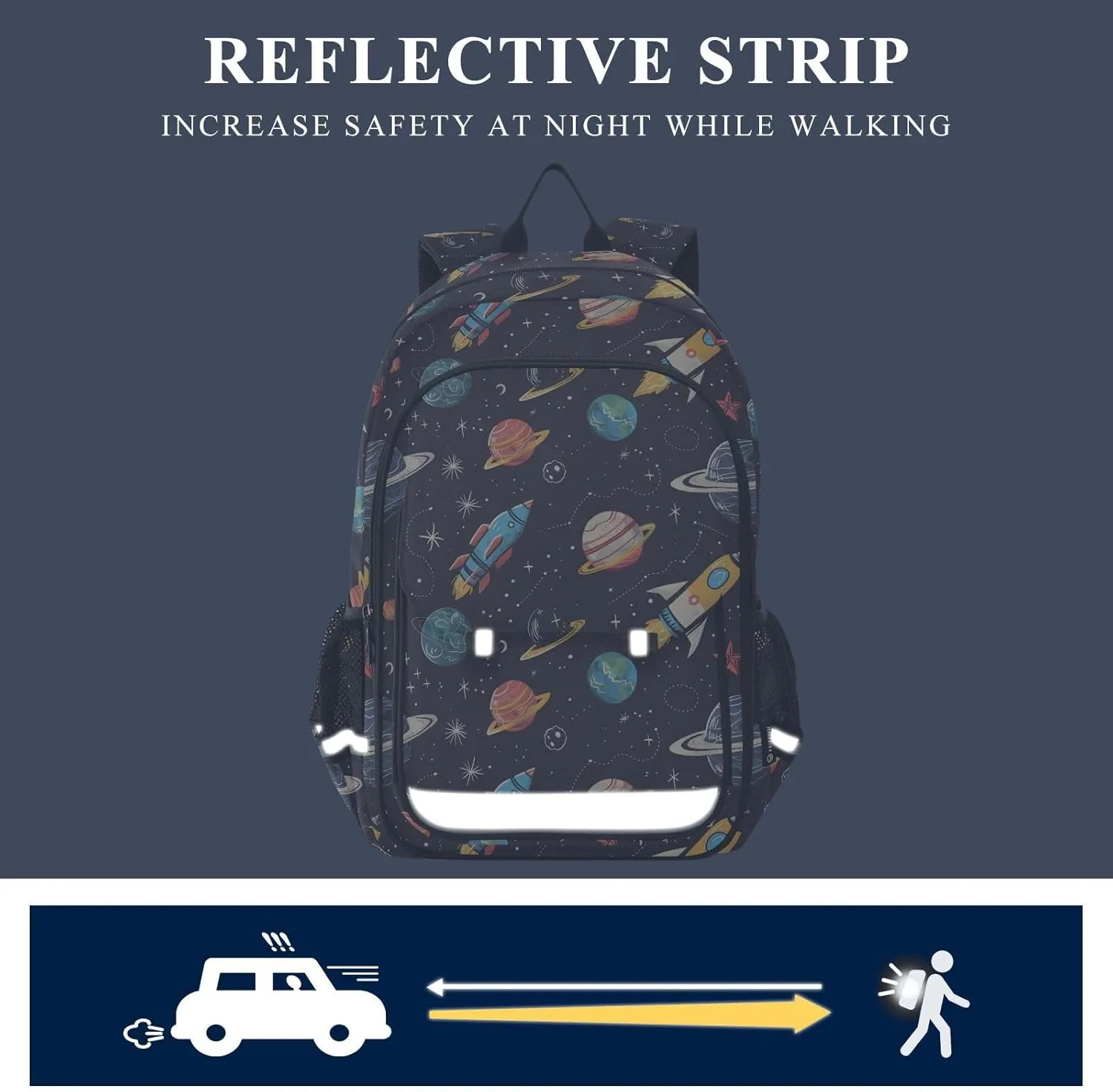 senya School Backpack Kids College Rucksack Travel Bookbag Fashion Back Pack Girls Boys Rockets Planets Solar Galaxies